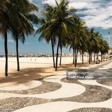 Copacabana calçadão wave pattern with palm trees
